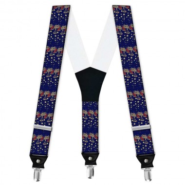 Bretele barbati personalizate, tematic Craciun, design Christmas Gold Star